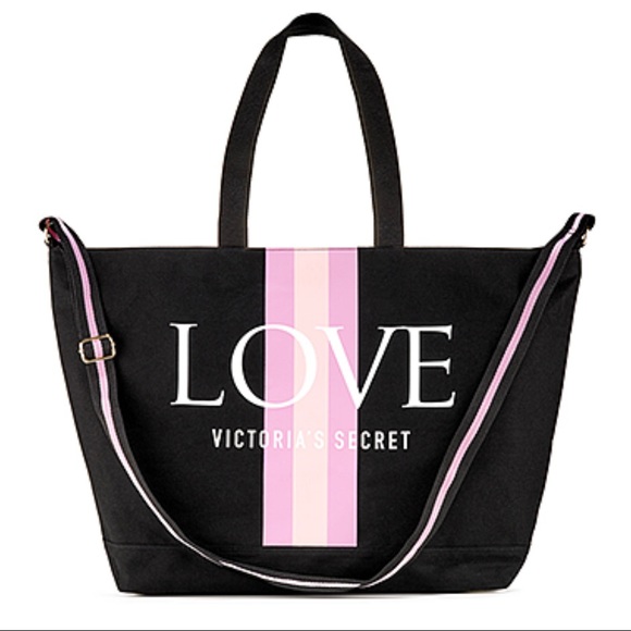 Victoria Secret Canvas Tote Bags Cream And Pink